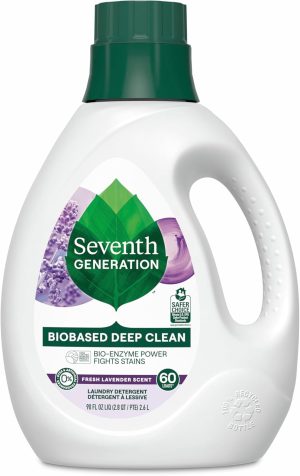 Seventh Generation Liquid Laundry Detergent, Fresh Lavender Scent, 60 Loads, Fights Stains, 90 Fl Oz